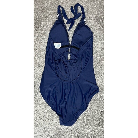 Kona Sol Medium Coverage One Piece Swim Suit Womens Size S Blue White - Picture 2 of 8